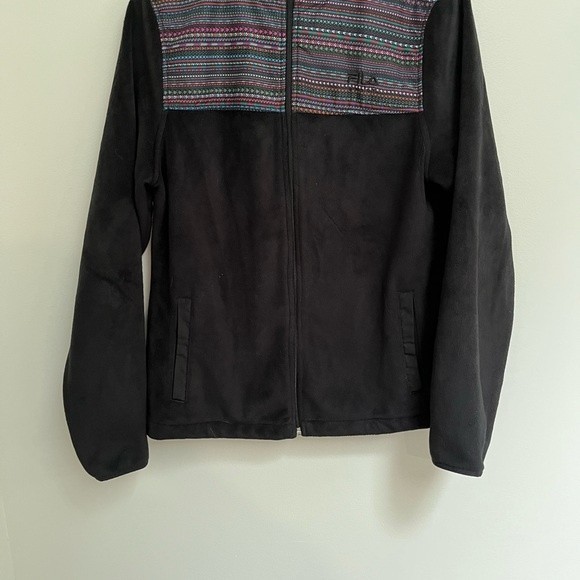 FILA black super soft fleece zip up jacket size medium GUC - Picture 3 of 8